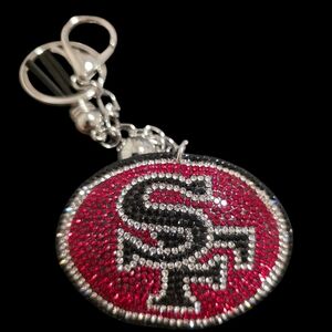 San Francisco 49ers Rhinestone Bag Charm Keychain